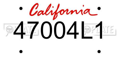 47004L1 California License Plate