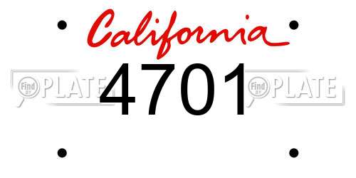 4701 California License Plate