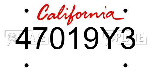 47019Y3 California License Plate
