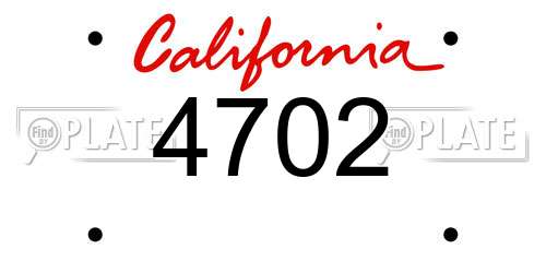 4702 California License Plate