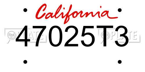 47025T3 California License Plate