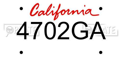 4702GA California License Plate
