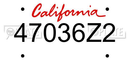 47036Z2 California License Plate