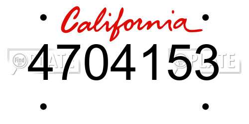 4704153 California License Plate