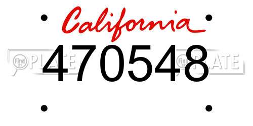 470548 California License Plate