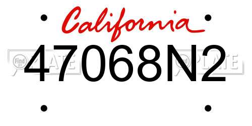 47068N2 California License Plate