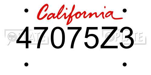 47075Z3 California License Plate