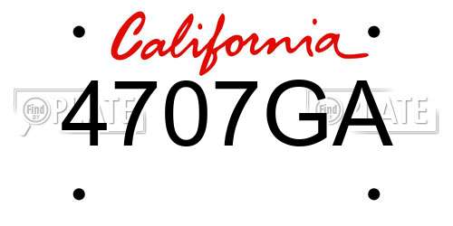 4707GA California License Plate