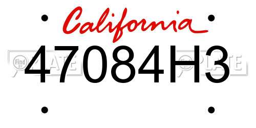 47084H3 California License Plate