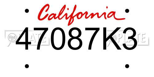 47087K3 California License Plate