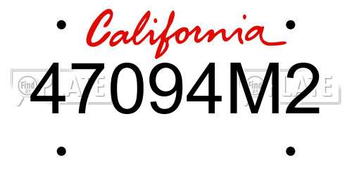 47094M2 California License Plate