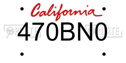 470BN0 California License Plate