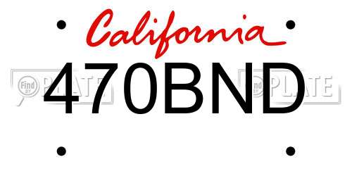 470BND California License Plate