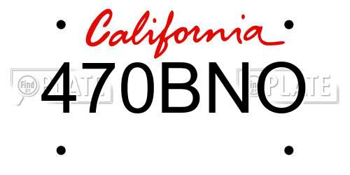 470BNO California License Plate