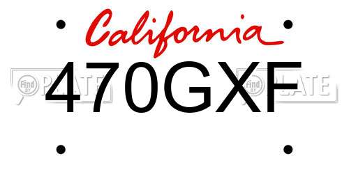470GXF California License Plate