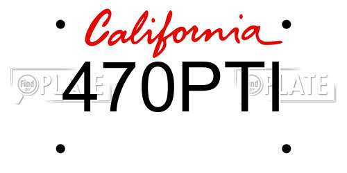 470PTI California License Plate