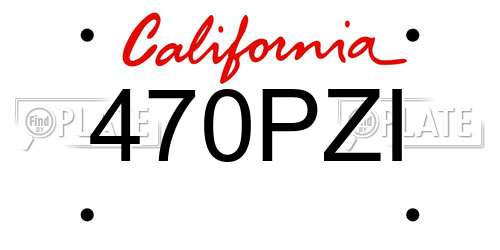 470PZI California License Plate