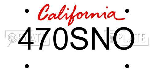 470SNO California License Plate