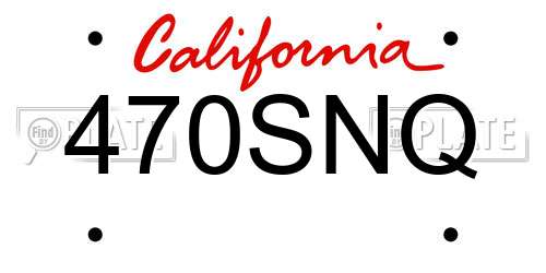 470SNQ California License Plate