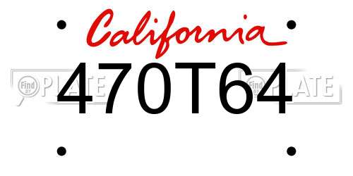 470T64 California License Plate