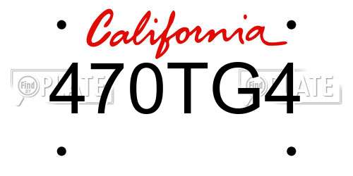 470TG4 California License Plate