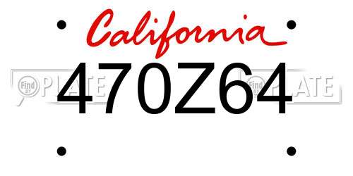 470Z64 California License Plate