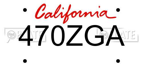 470ZGA California License Plate