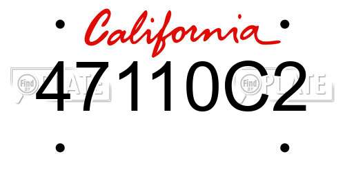 47110C2 California License Plate