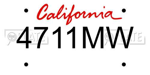 4711MW California License Plate