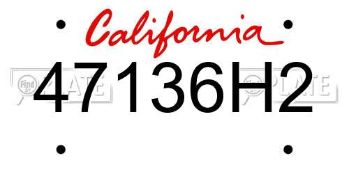 47136H2 California License Plate