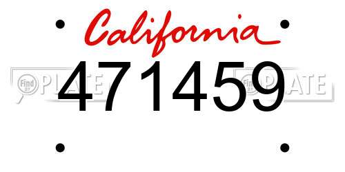 471459 California License Plate