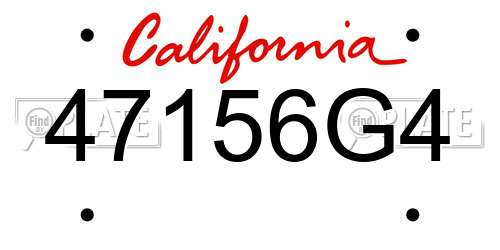 47156G4 California License Plate