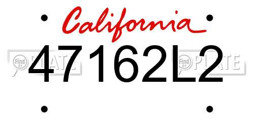 47162L2 California License Plate