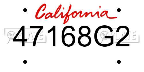 47168G2 California License Plate