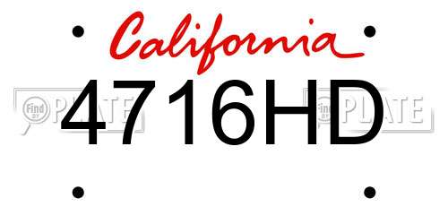 4716HD California License Plate