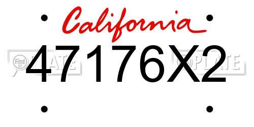 47176X2 California License Plate