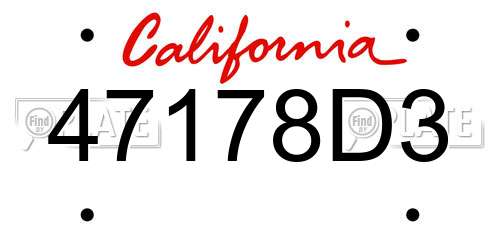 47178D3 California License Plate