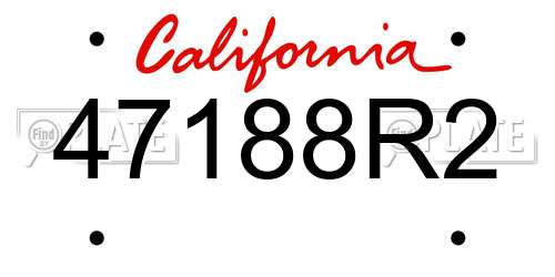 47188R2 California License Plate