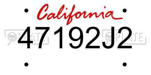 47192J2 California License Plate