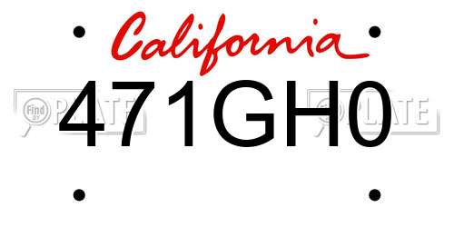 471GH0 California License Plate
