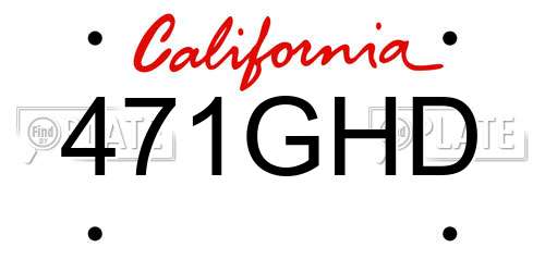 471GHD California License Plate