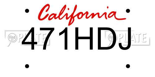 471HDJ California License Plate