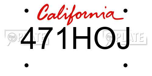 471HOJ California License Plate