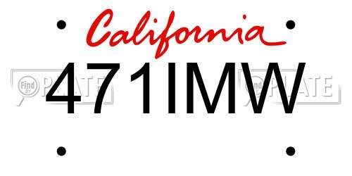 471IMW California License Plate