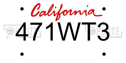 471WT3 California License Plate