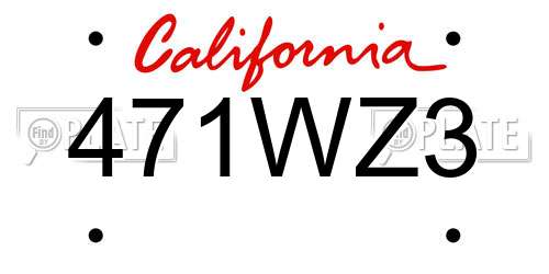 471WZ3 California License Plate
