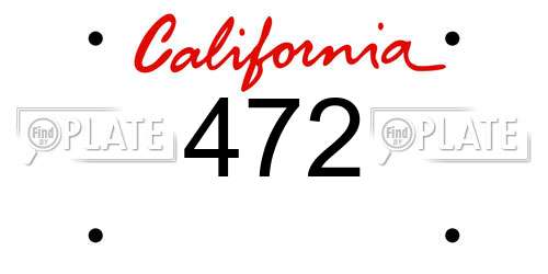 472 California License Plate