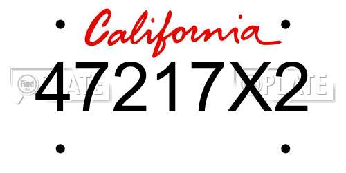 47217X2 California License Plate