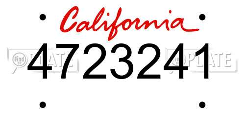 4723241 California License Plate