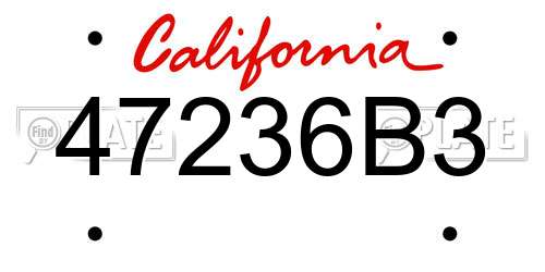 47236B3 California License Plate